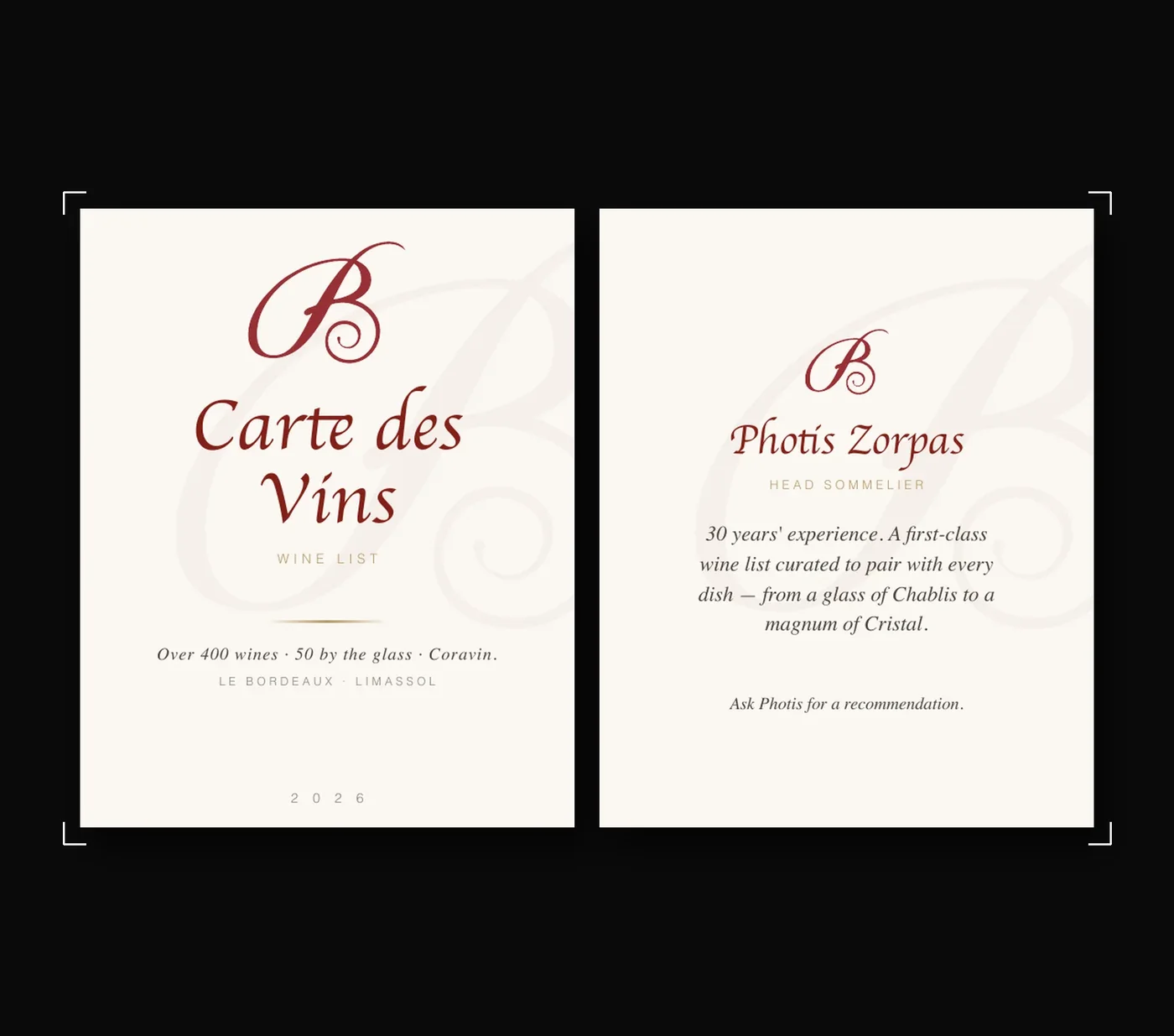 Wine menu · online 4×5