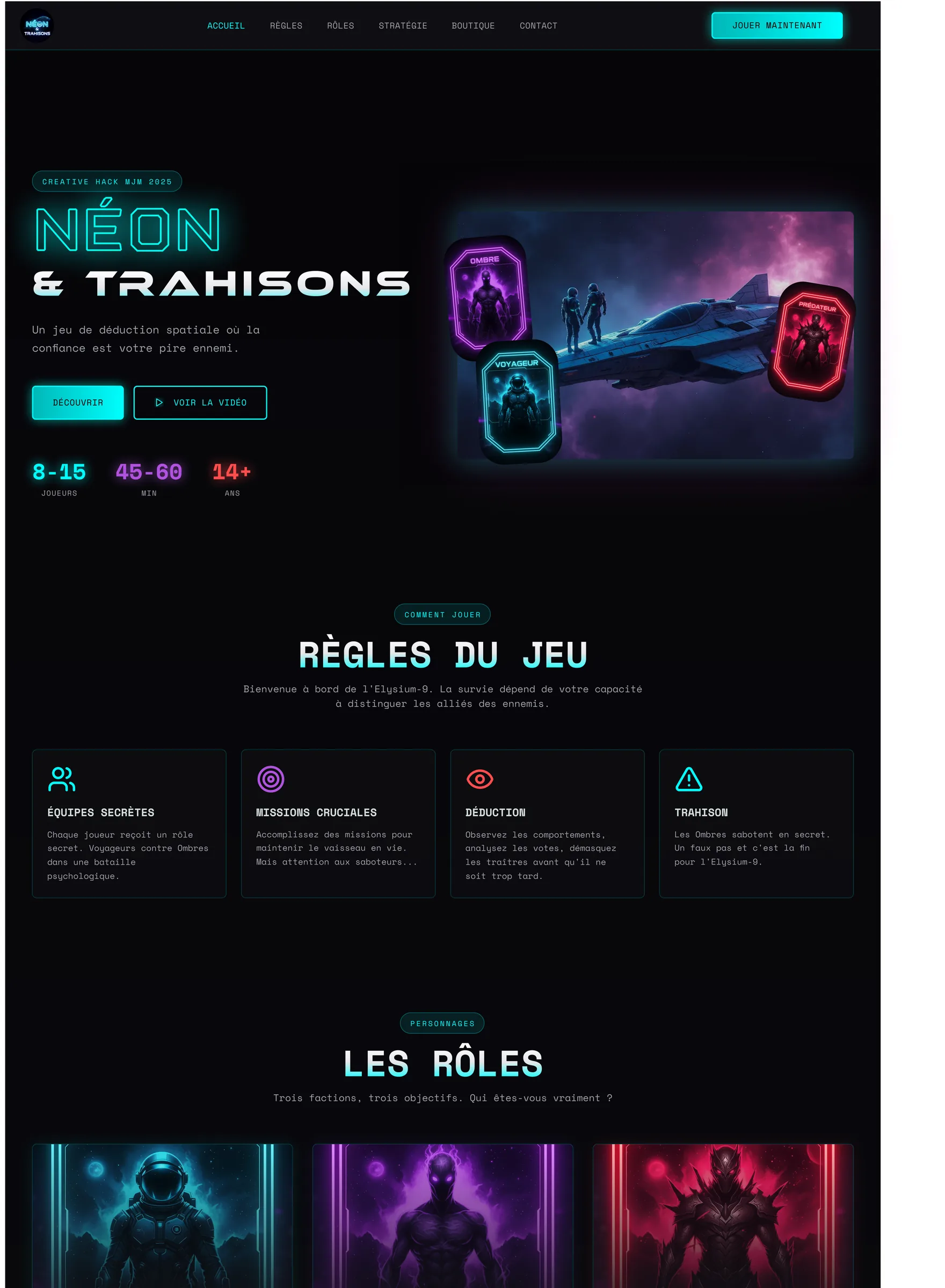 Neon — the full page, scrolled top to bottom inside a browser frame