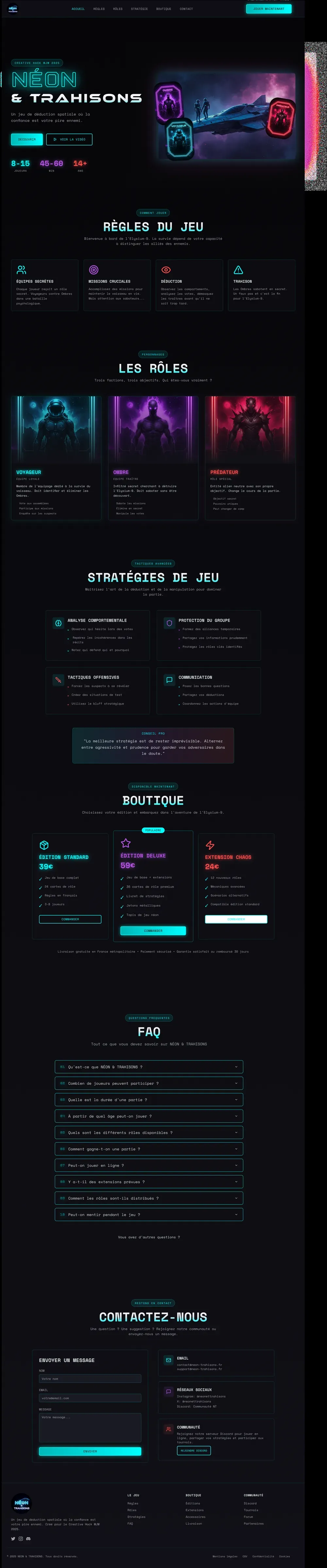 Neon — the full page, scrolled top to bottom inside a browser frame